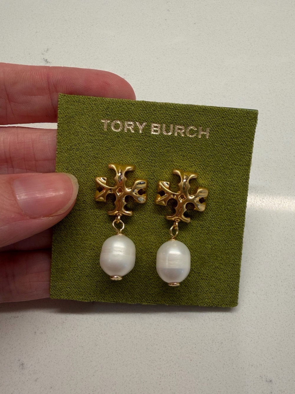 Tory Burch Gold Pearl Drop Earrings